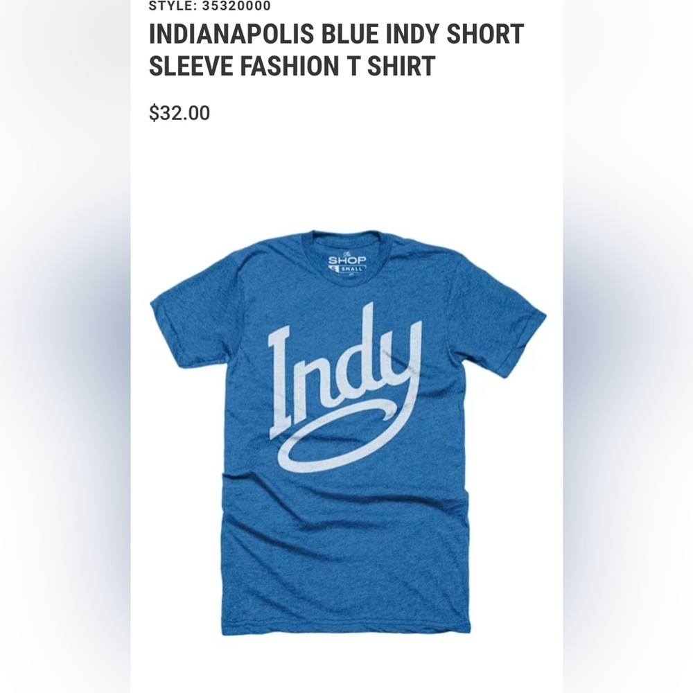 Visit Indy Blue Men’s unisex t shirt small Indianapolis Indiana